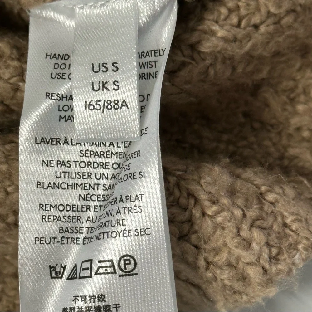 Anthropology women’s size S chunky knit loose fit mock neck sweater, beige color
